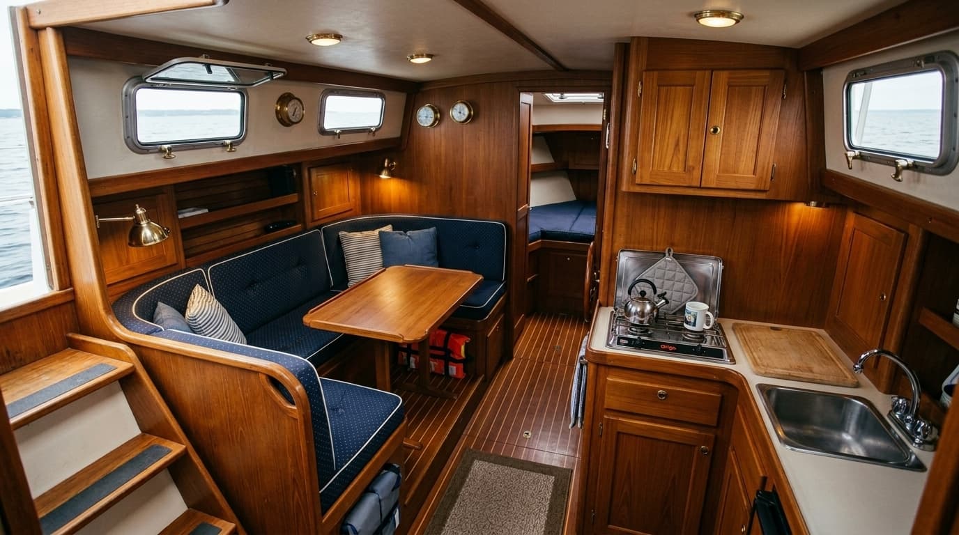 Cabin interiors · Classic teak