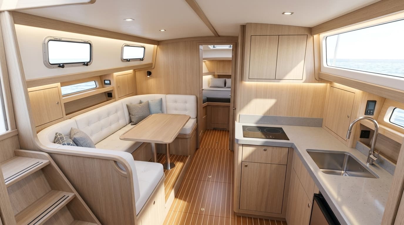 Cabin interiors · Modern refit
